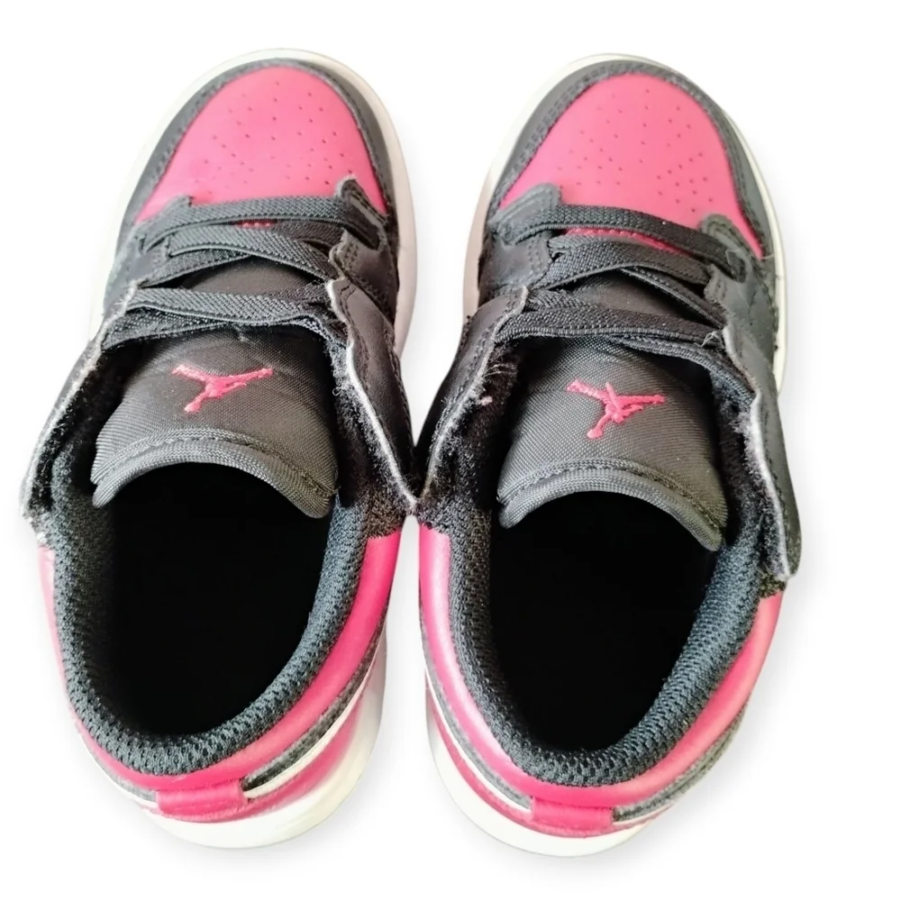 Jordan 1 Low Alt Black Red White Velcro Toddler Size 12C